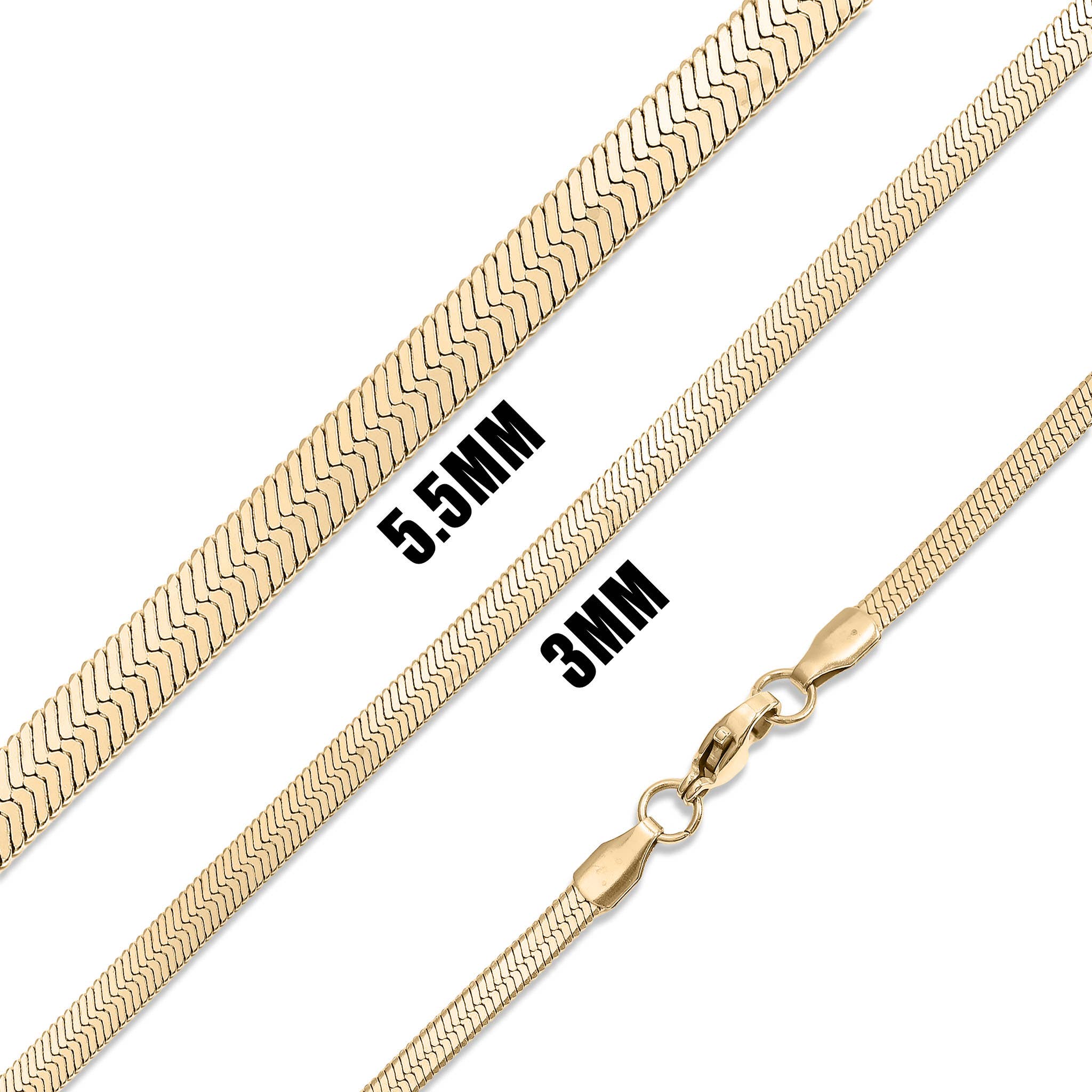 18K Gold Stainless Steel Herringbone Chain Necklace