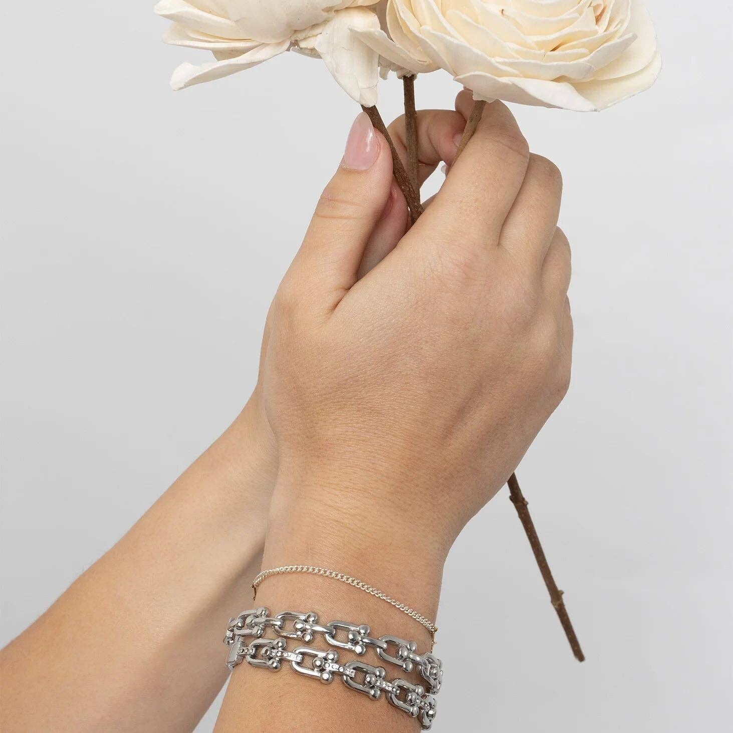 18K Gold PVD Stainless Steel Stone Hardware Bangle