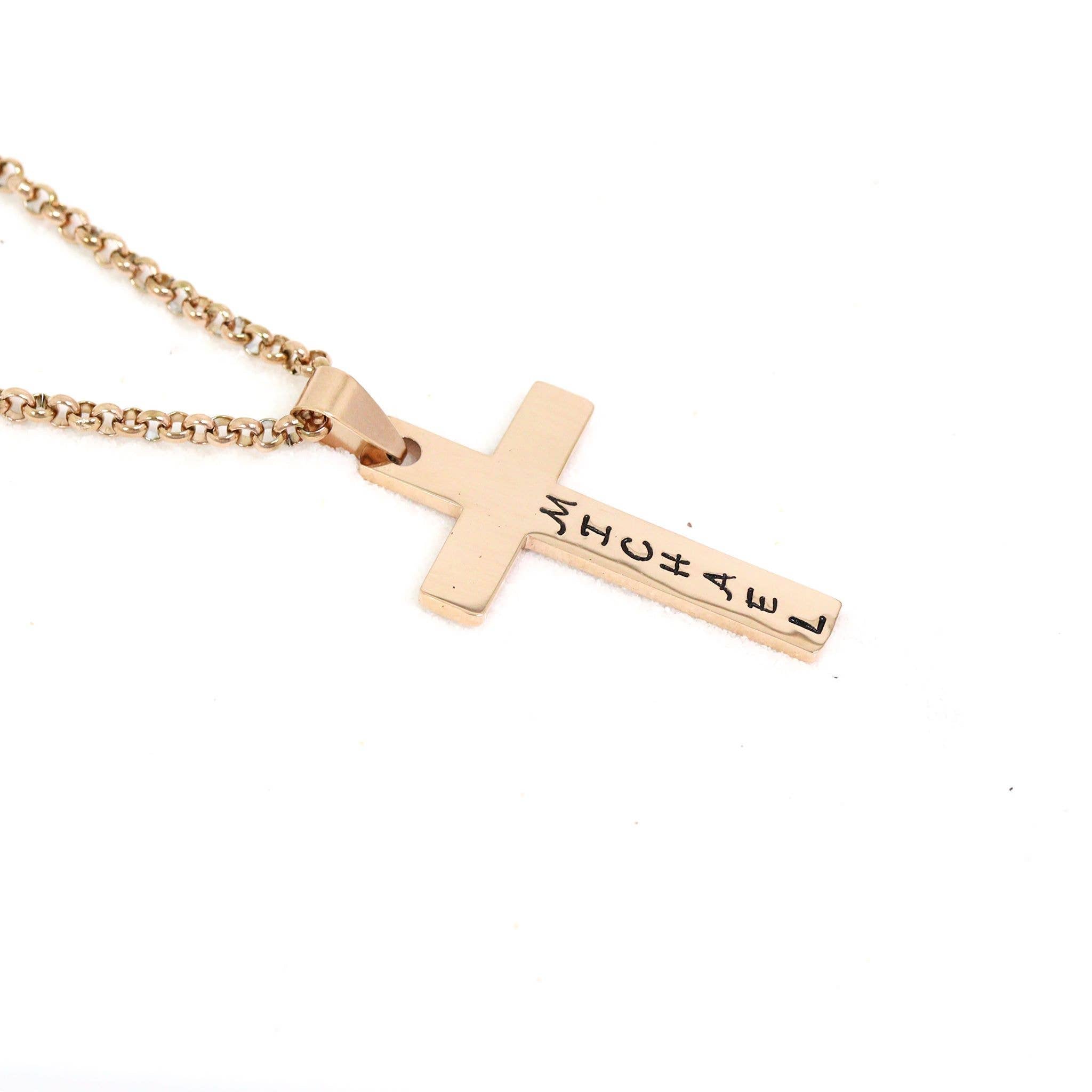 Stainless Steel Box Chain Cross Necklace