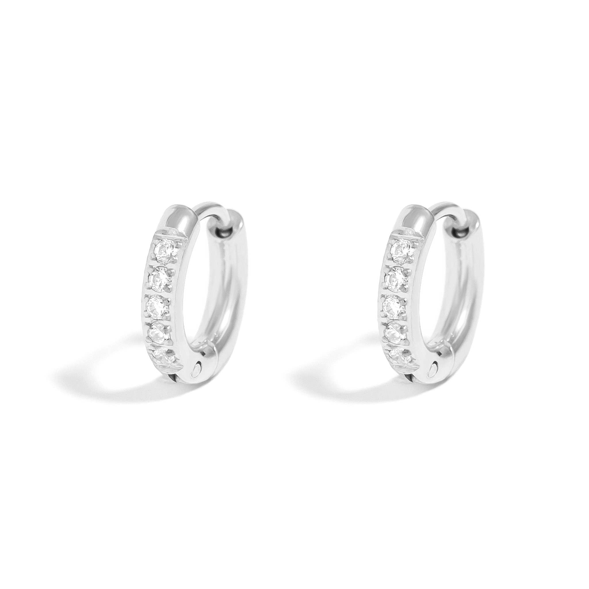18K Gold PVD Stainless Steel CZ Mini Huggie Earrings