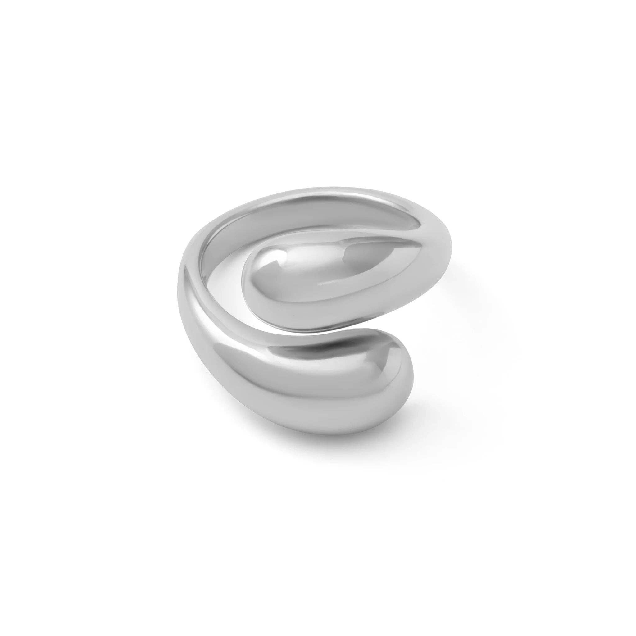 18K Gold Stainless Steel Large Duo Drop Ring