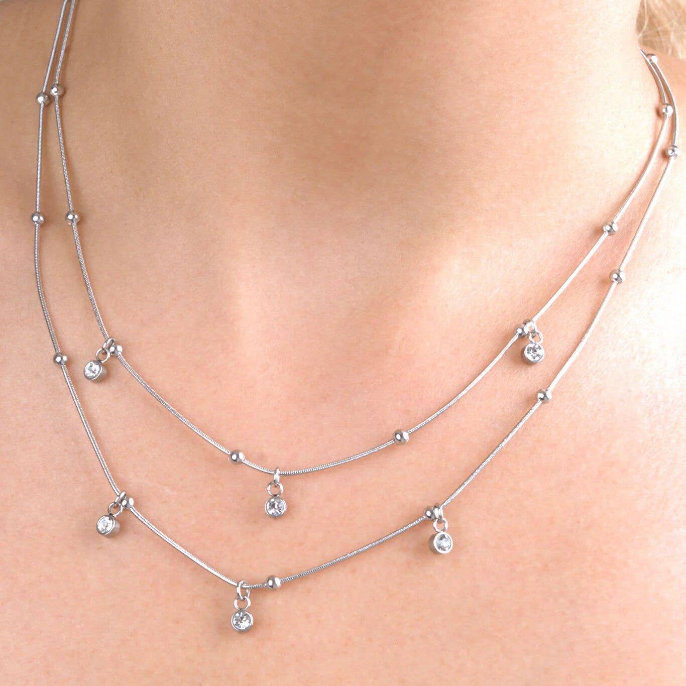 18K Gold PVD Stainless Steel Dangle Stone Necklace
