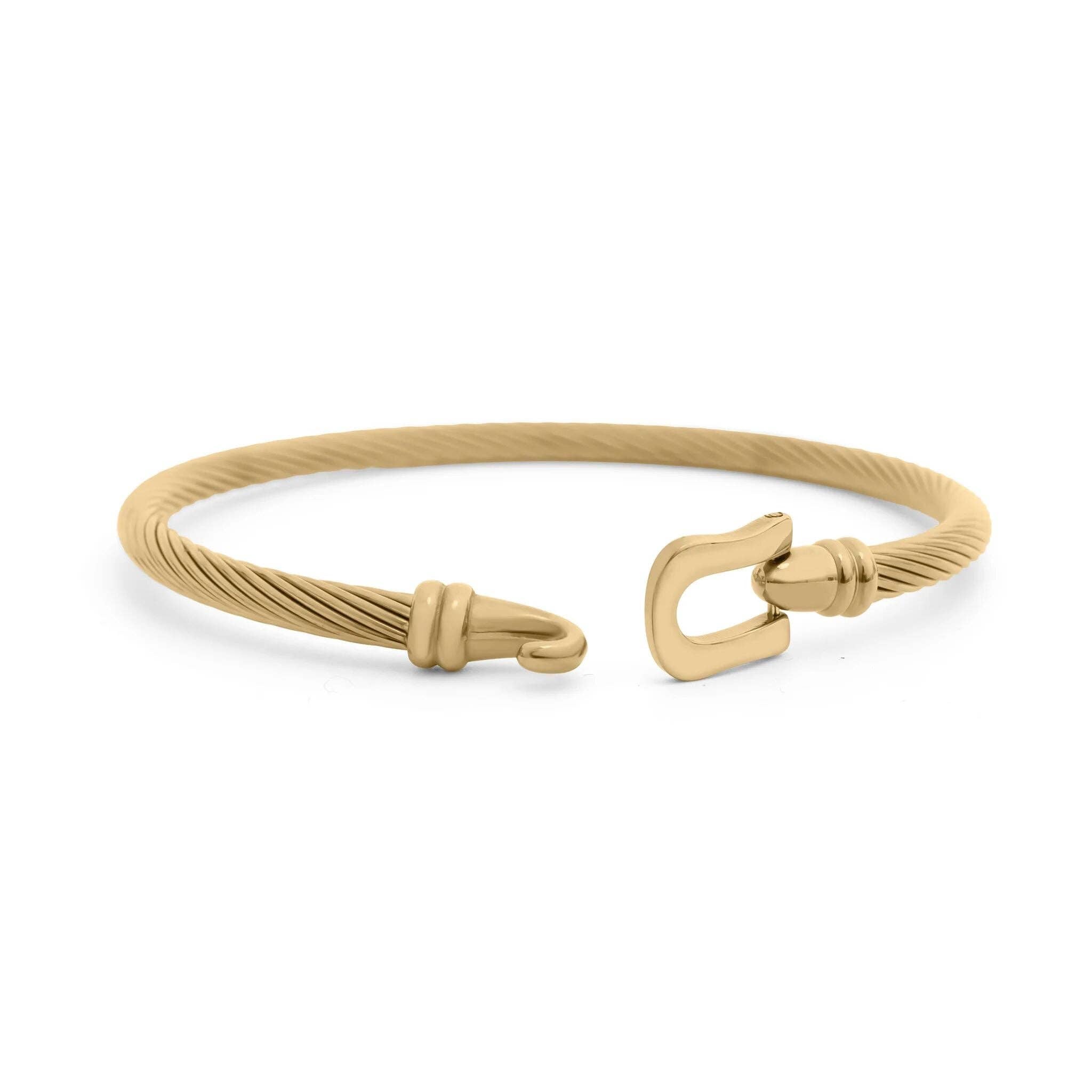 18K Gold PVD Stainless Steel Buckle Clasp Bangle Bracelet