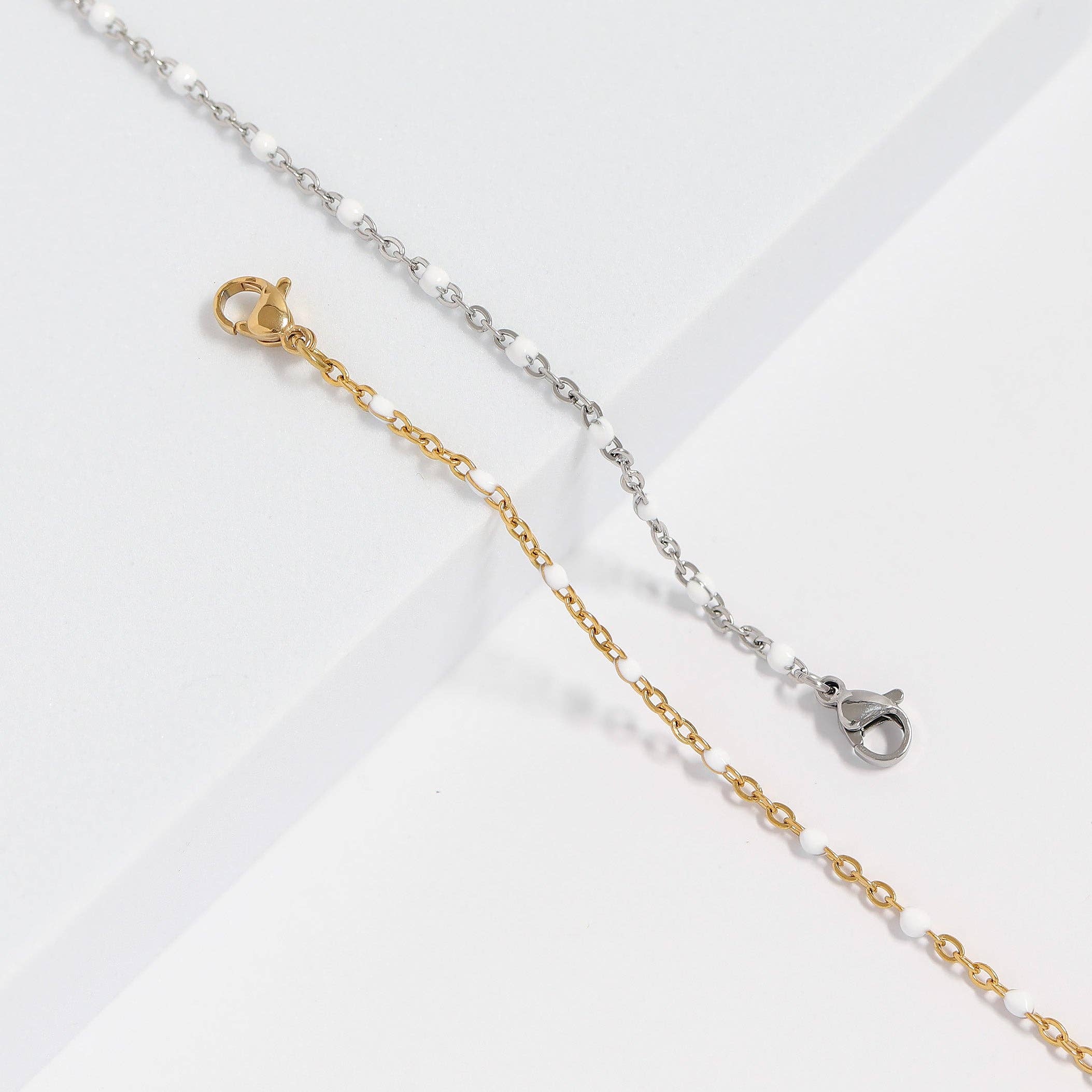 18K Gold PVD Stainless Steel White Confetti Chain Bracelet