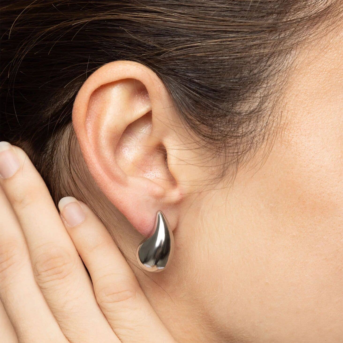 18K Gold PVD Stainless Steel Tear Drop Stud Earrings