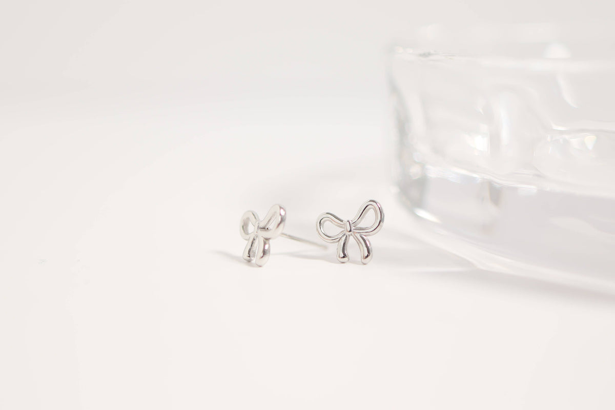 18K Gold PVD Stainless Steel Bow Stud Earrings