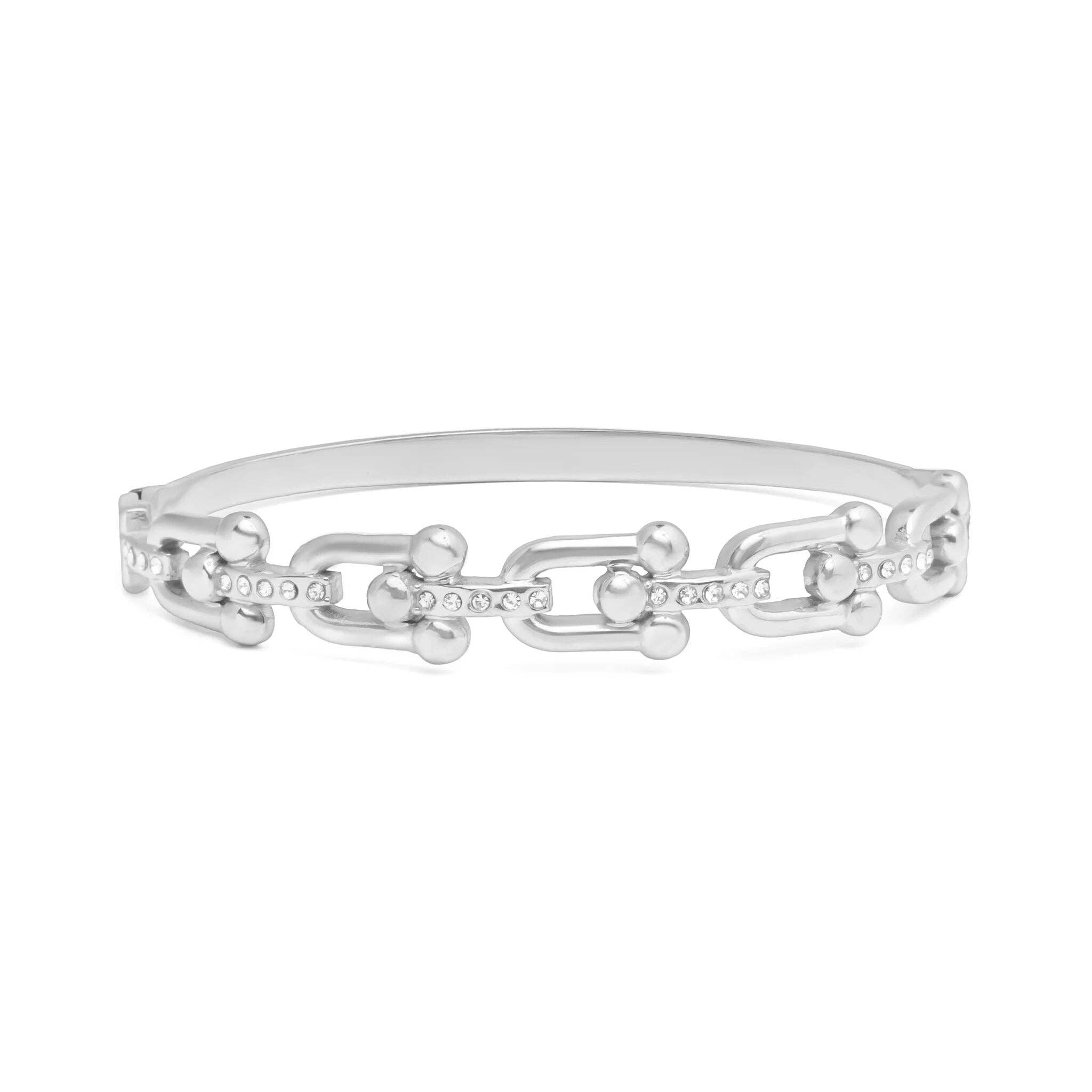 18K Gold PVD Stainless Steel Stone Hardware Bangle