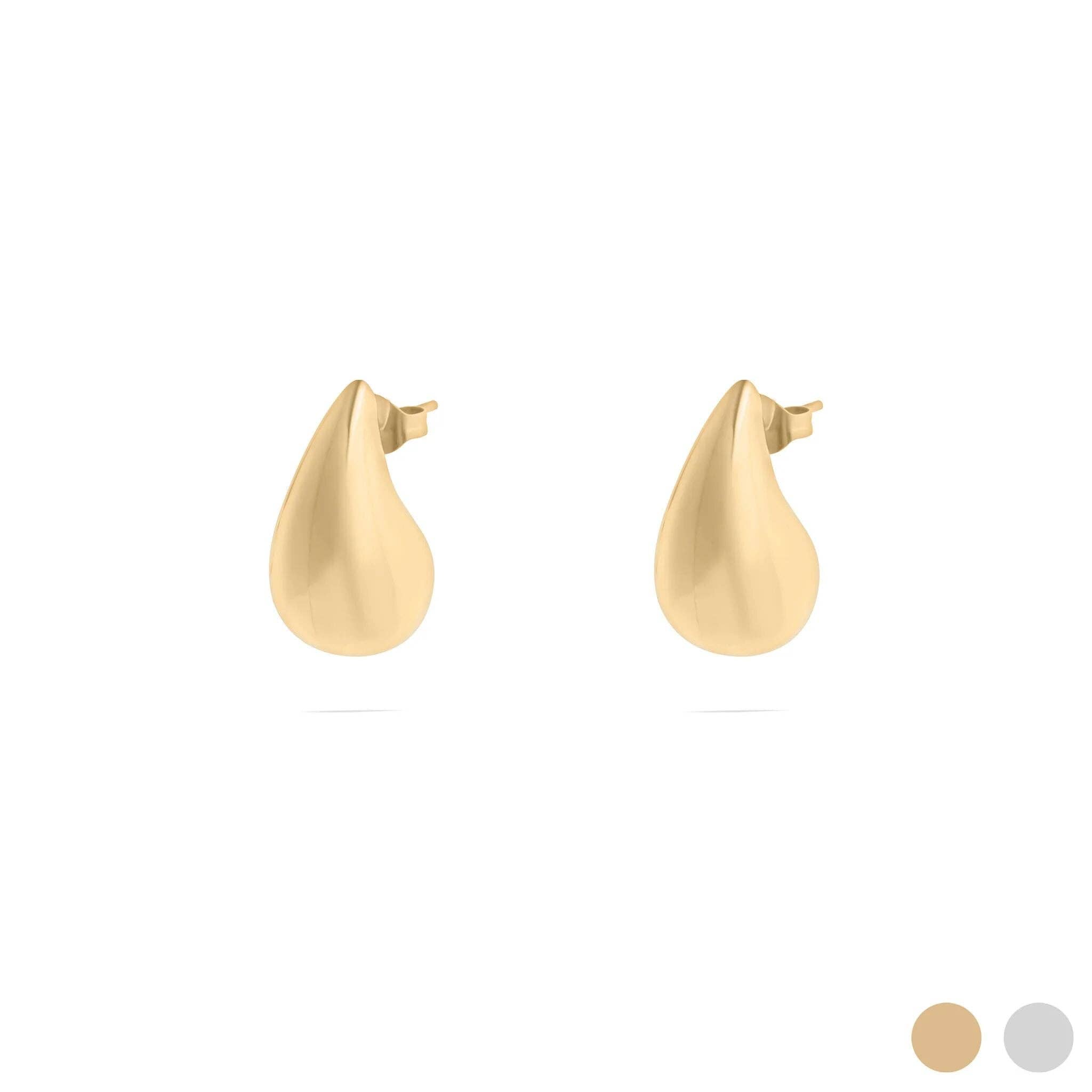 18K Gold PVD Stainless Steel Tear Drop Stud Earrings