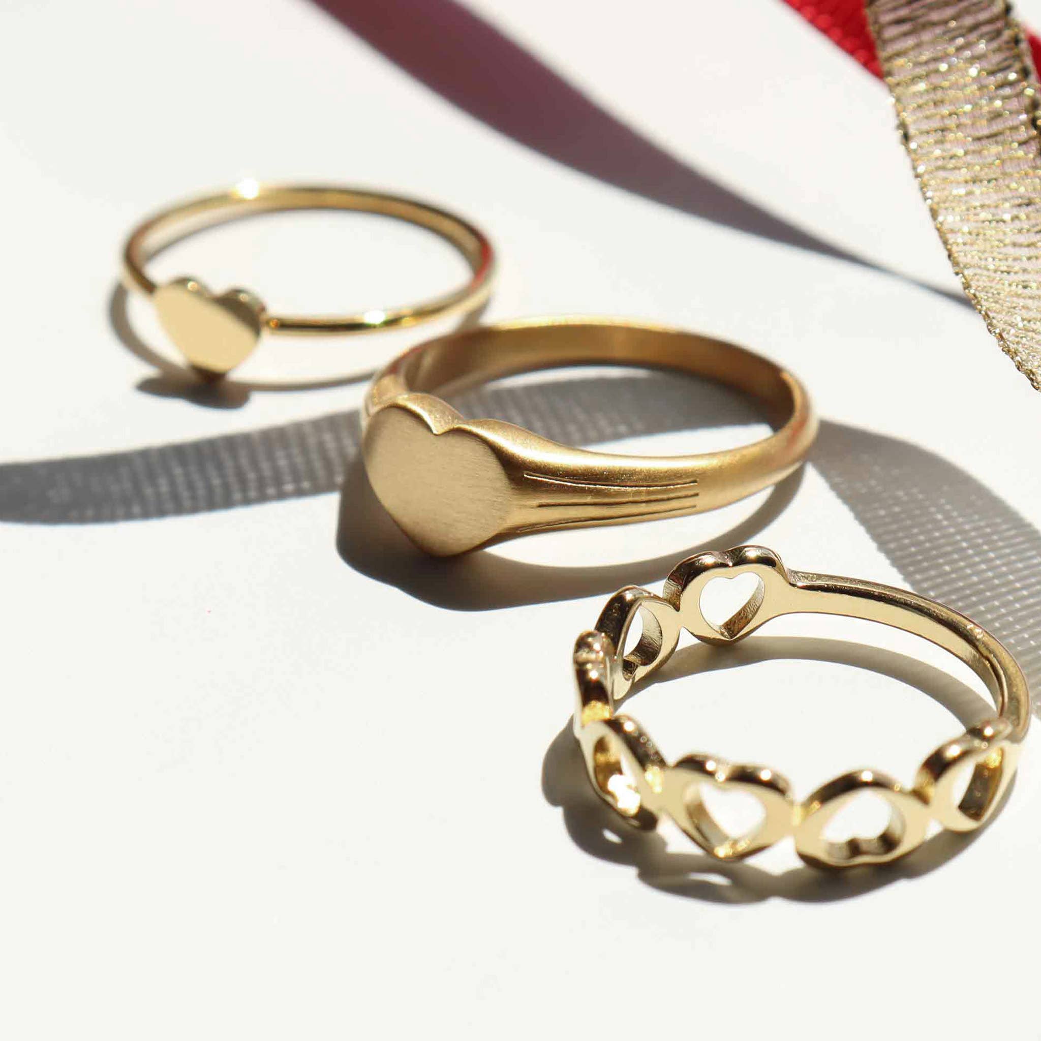 Stainless Steel PVD Coated Sideways Heart Stacking Ring