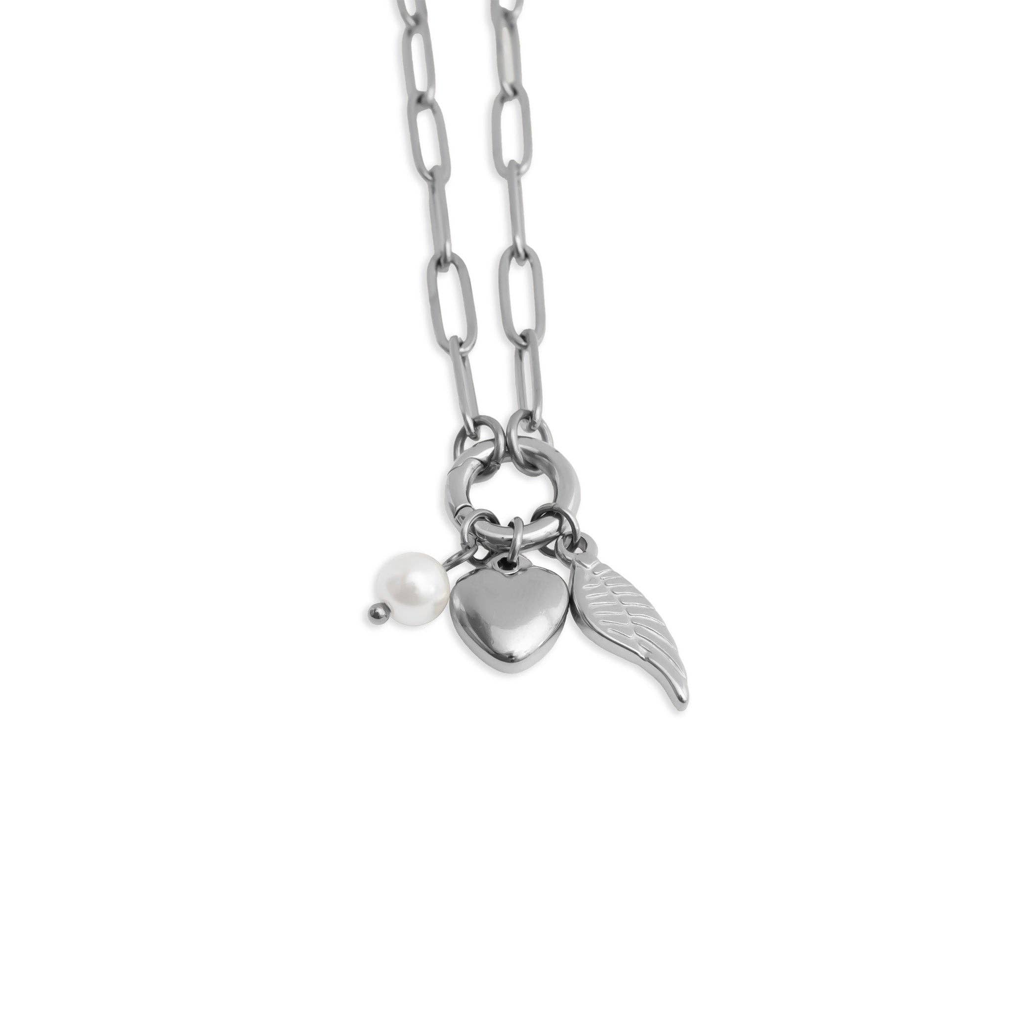 18K Gold Angel Wing Charm Holder Necklace Gift Set