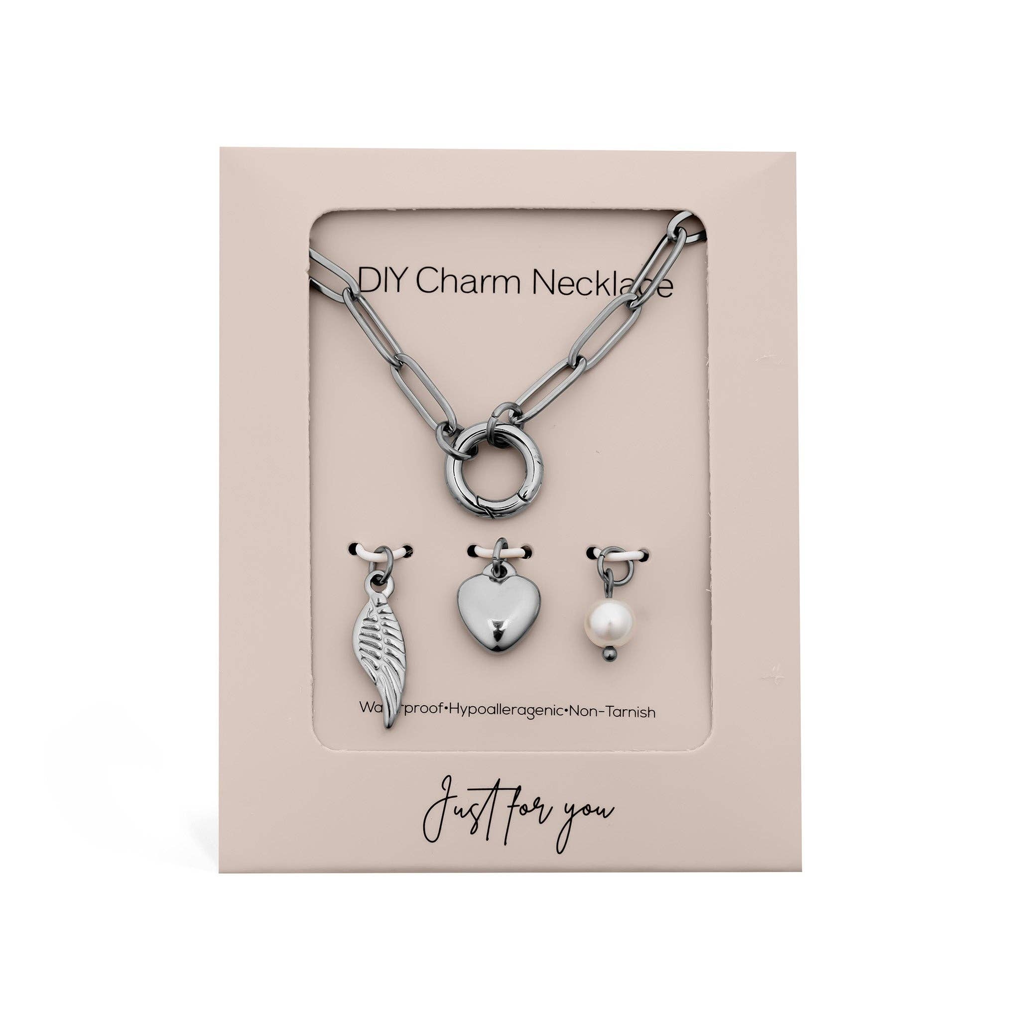 18K Gold Angel Wing Charm Holder Necklace Gift Set