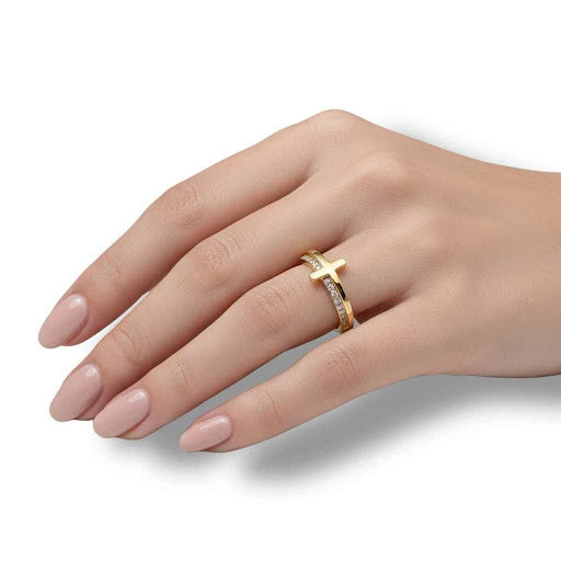 Grace & Glory Cross Ring in 18K Gold PVD Stainless Steel
