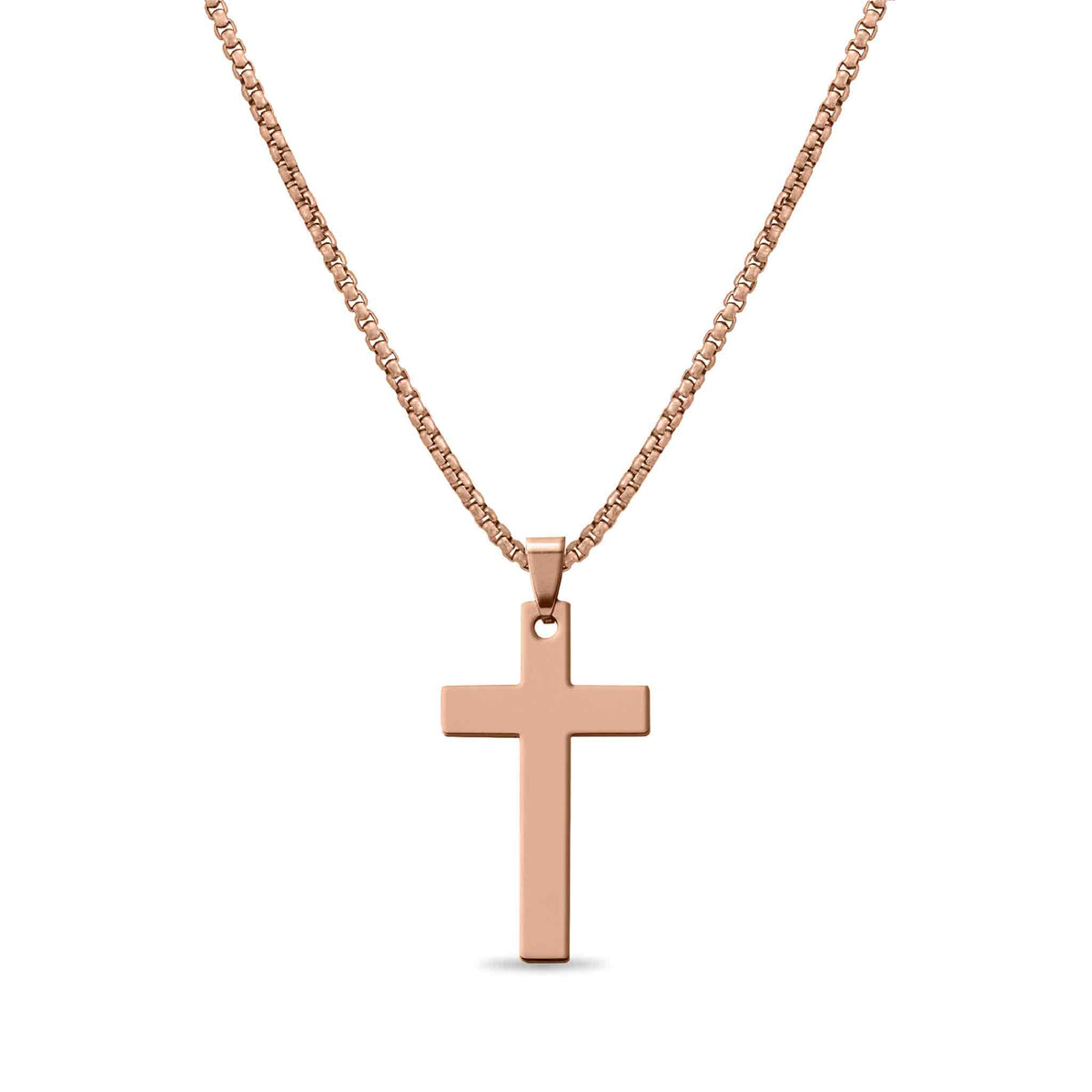 Stainless Steel Box Chain Cross Necklace - KM Jewelry Co.