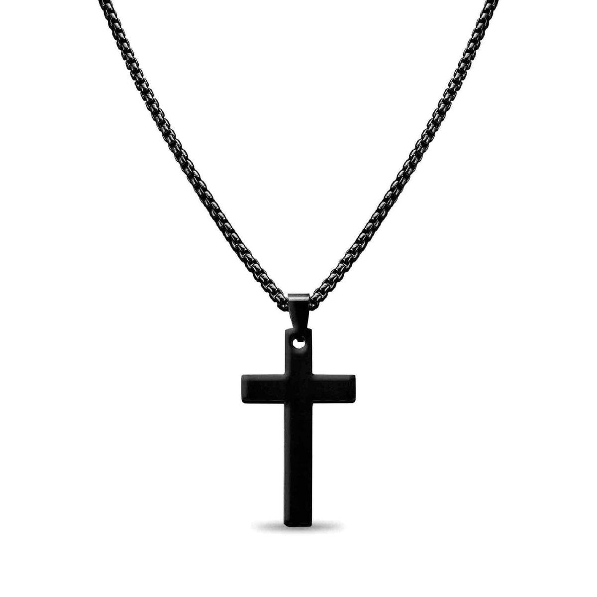 Stainless Steel Box Chain Cross Necklace - KM Jewelry Co.