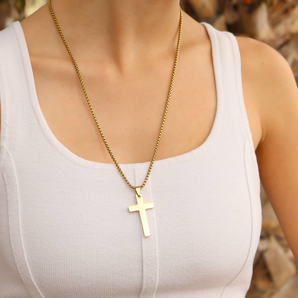 Stainless Steel Box Chain Cross Necklace - KM Jewelry Co.