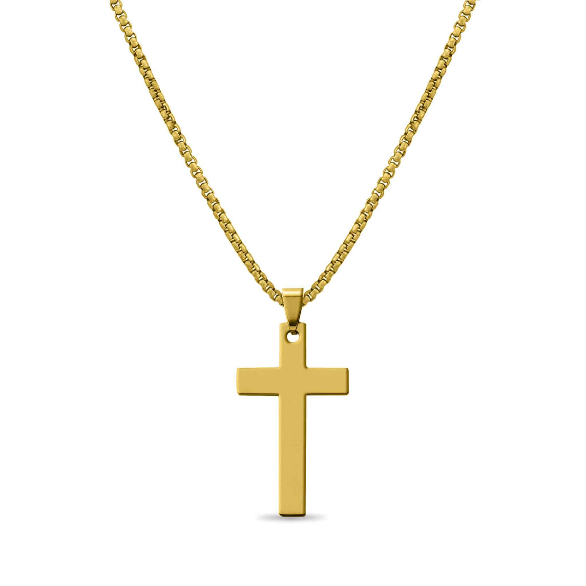 Stainless Steel Box Chain Cross Necklace - KM Jewelry Co.