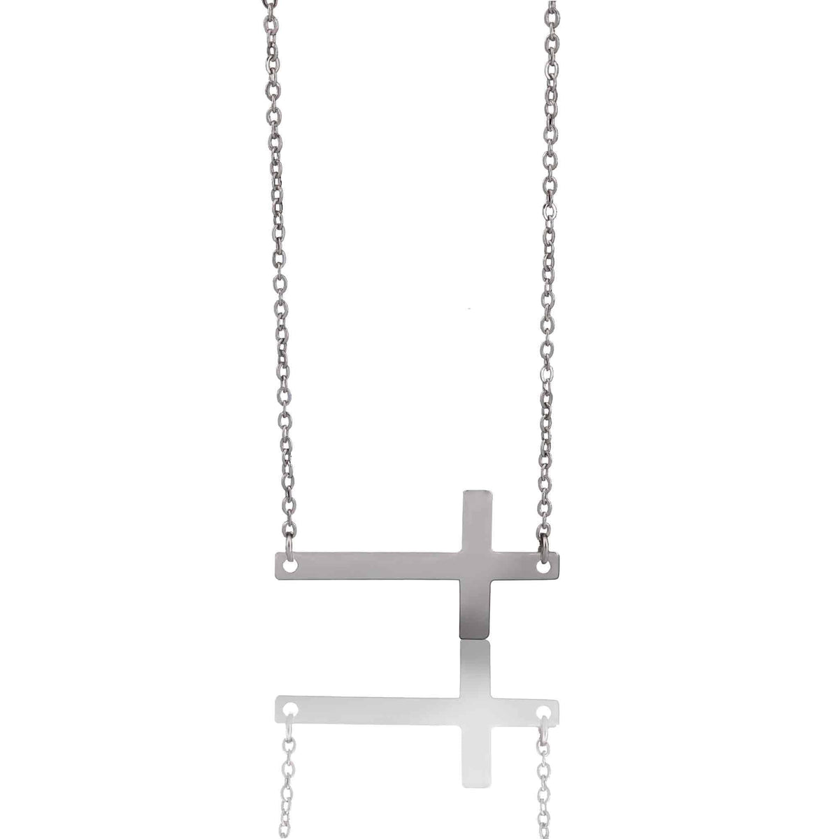 Stainless Steel Horizontal Cross Necklace - KM Jewelry Co.