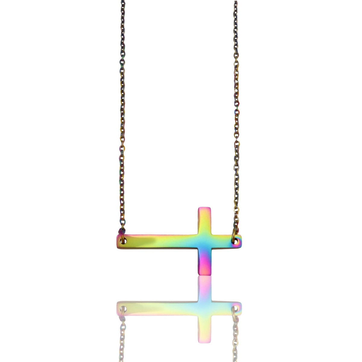 Stainless Steel Horizontal Cross Necklace - KM Jewelry Co.