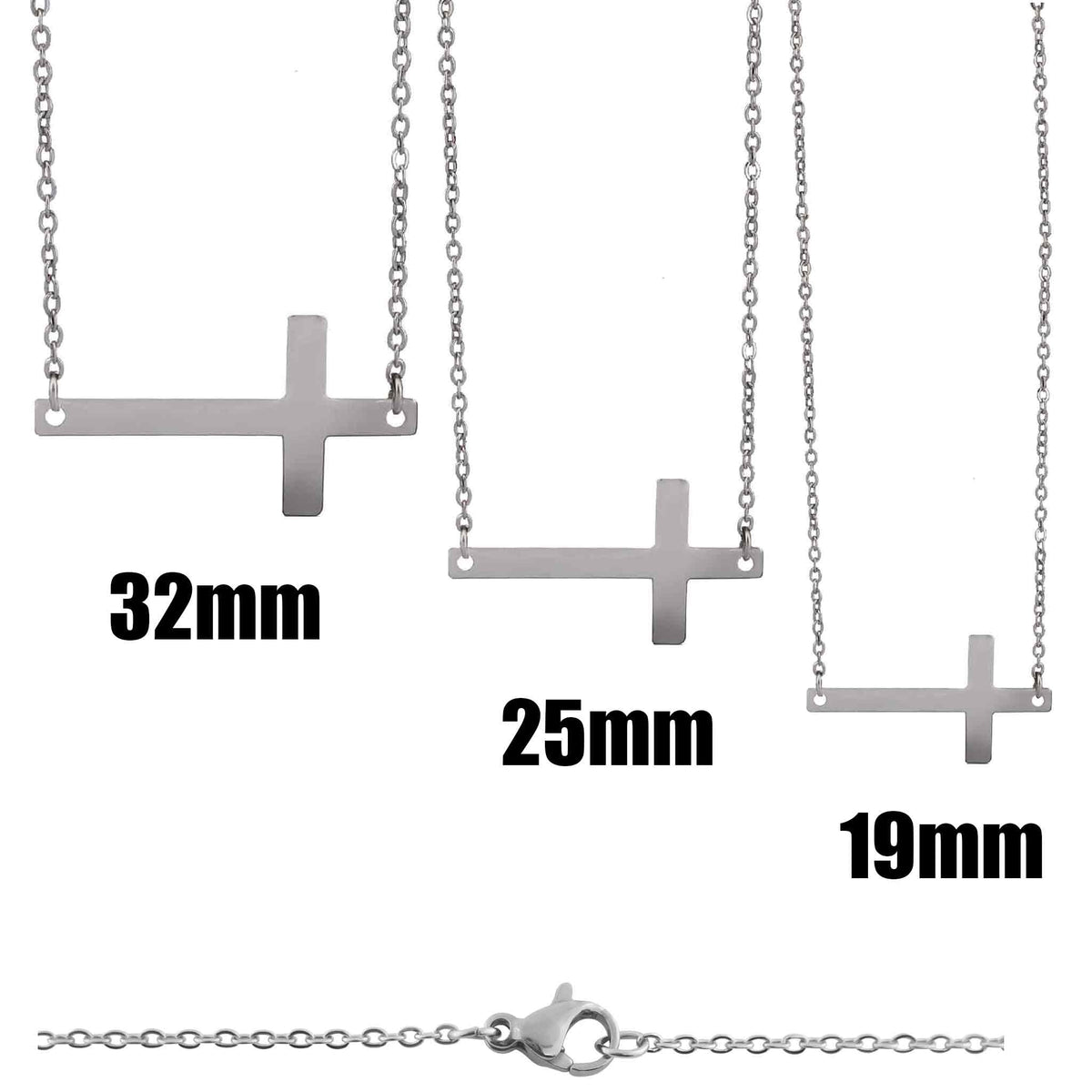 Stainless Steel Horizontal Cross Necklace - KM Jewelry Co.