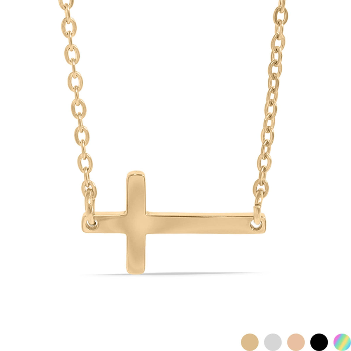 Stainless Steel Horizontal Cross Necklace - KM Jewelry Co.